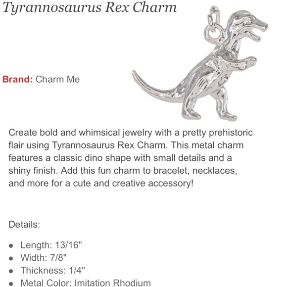 Silver metal T-Rex tiny dinosaur pendant earrings NEW - Picture 6 of 6